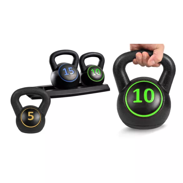 3-piece kettlebell set - 2.3/4.5/6.7 kg (5/10/15 lbs)