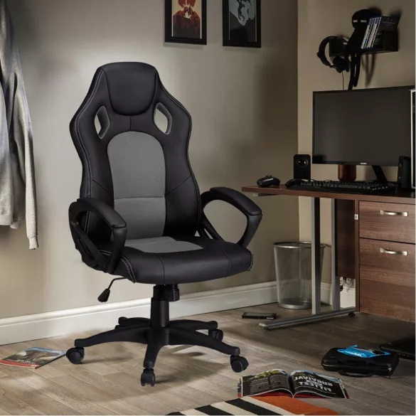 Gamer chair in multiple colors - basic-colored backrest, gray