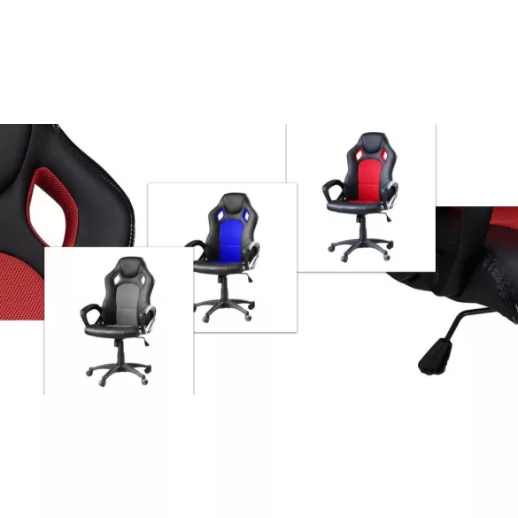 Gamer chair in multiple colors - basic-colored backrest, blue