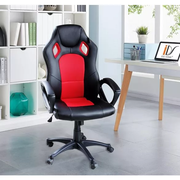 Gamer chair in multiple colors - basic colored backrest, red