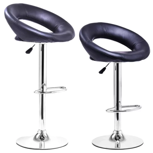 Set of 2 Bar Stools, Available in Color - Black