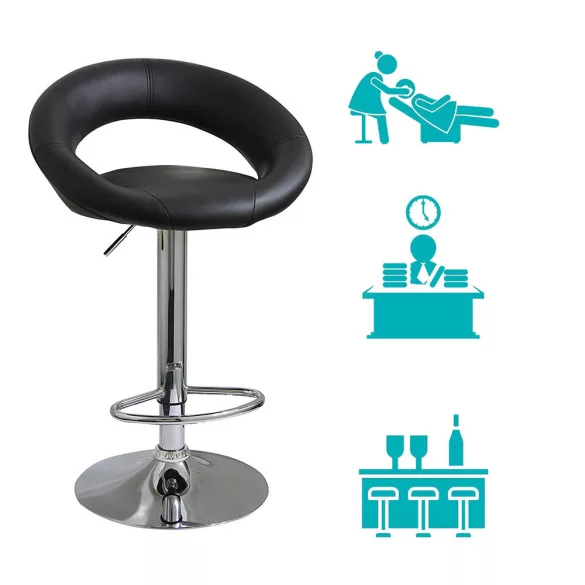 Set of 2 Bar Stools, Available in Color - Black