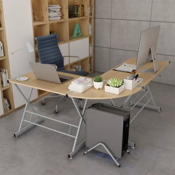 L-shaped desk - brown