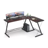 L-shaped desk - dark brown