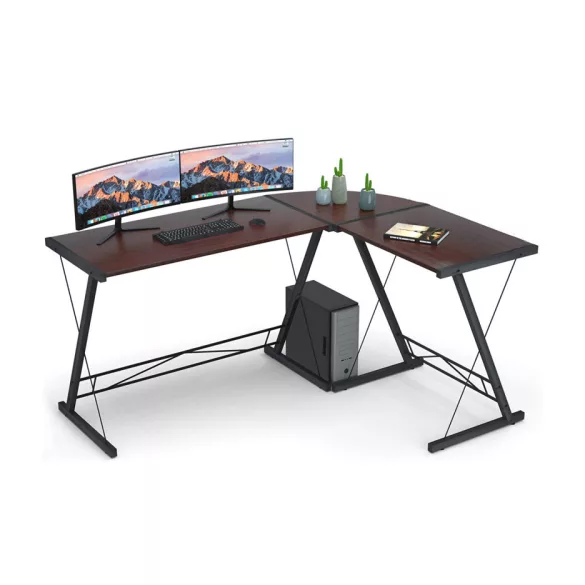L-shaped desk - dark brown