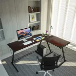 L-shaped desk - dark brown