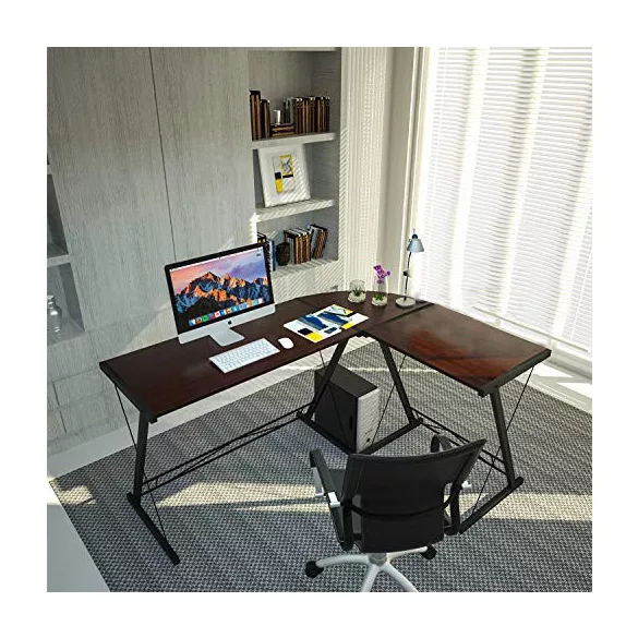 L-shaped desk - dark brown