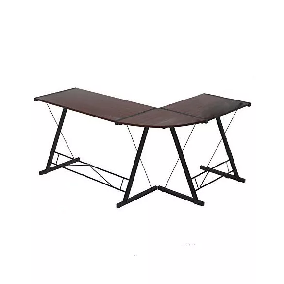 L-shaped desk - dark brown