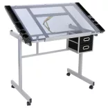 Adjustable Drafting Table with Glass Top