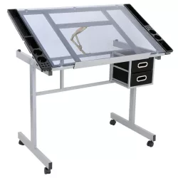 Adjustable Drafting Table with Glass Top