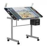 Adjustable Drafting Table with Glass Top