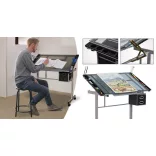 Adjustable Drafting Table with Glass Top