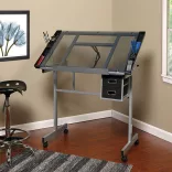 Adjustable Drafting Table with Glass Top