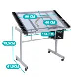 Adjustable Drafting Table with Glass Top