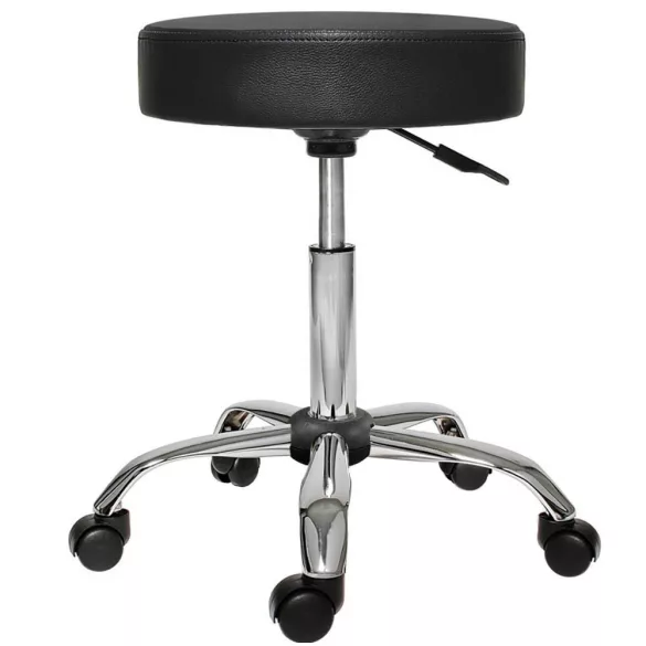 Rolling Cosmetic Chair with Adjustable Height - Black