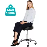 Rolling Cosmetic Chair with Adjustable Height - Black