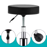 Rolling Cosmetic Chair with Adjustable Height - Black