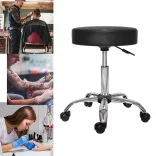 Rolling Cosmetic Chair with Adjustable Height - Black