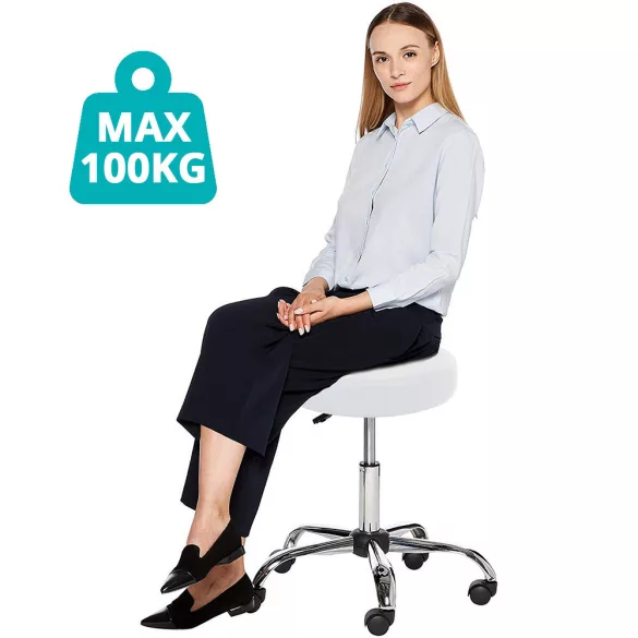 Rolling Cosmetic Chair with Adjustable Height - White