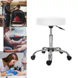 Rolling Cosmetic Chair with Adjustable Height - White