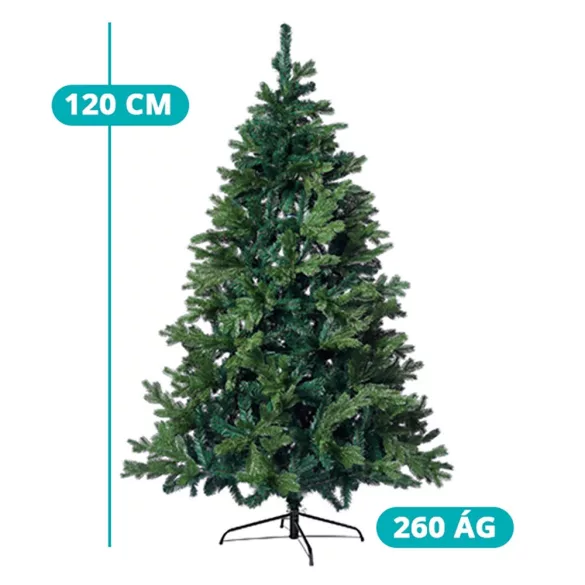 3D Artificial Christmas Tree with Metal Base, Multiple Sizes - 120 cm