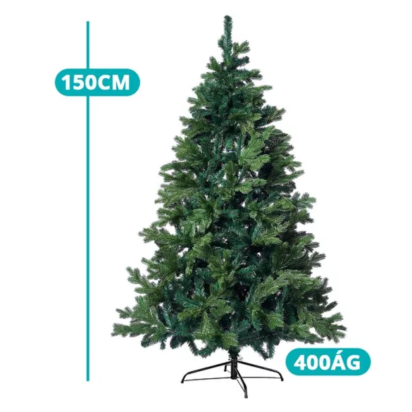 3D Artificial Christmas Tree with Metal Base, Multiple Sizes - 150 cm