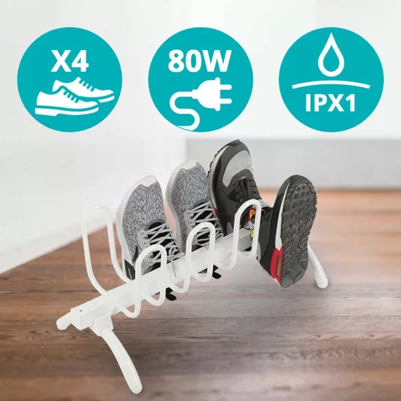 Electric Shoe Dryer for 4 Pairs of Shoes, 80 W