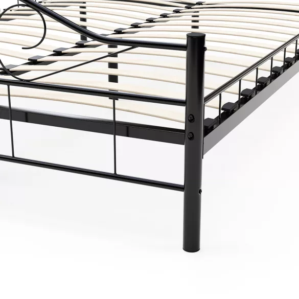 Mimi metal bed frame with a free slatted base in various sizes and colors - Black 160x200cm