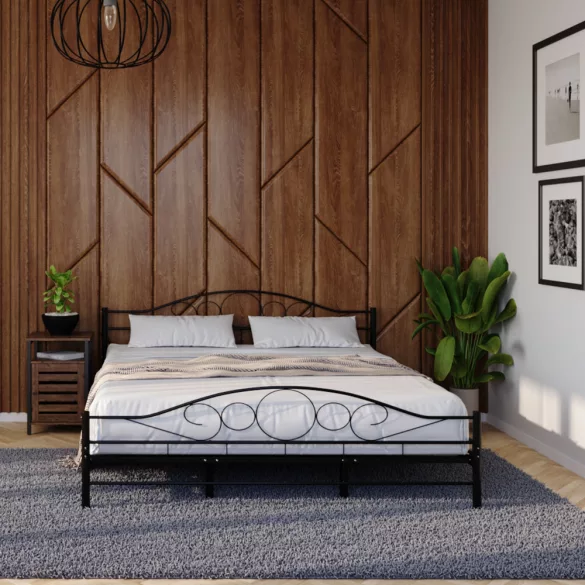 Mimi metal bed frame with a free slatted base in various sizes and colors - Black 160x200cm