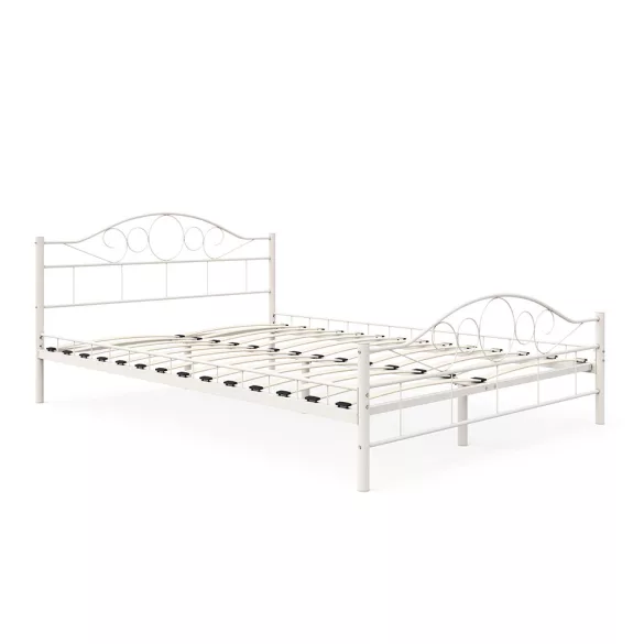 Mimi metal bed frame with a free slatted base in various sizes and colors - White 160x200cm