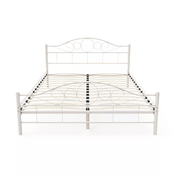 Mimi metal bed frame with a free slatted base in various sizes and colors - White 160x200cm