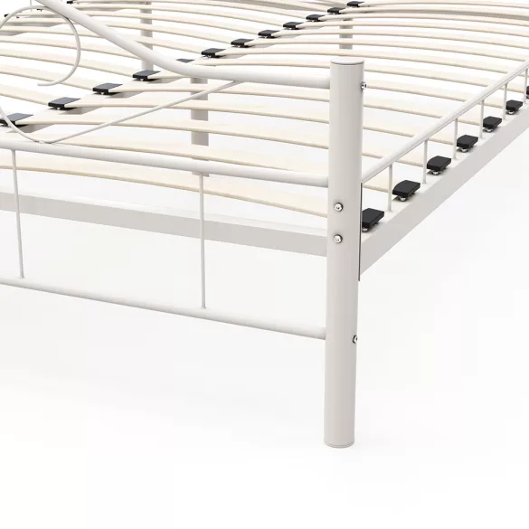 Mimi metal bed frame with a free slatted base in various sizes and colors - White 160x200cm