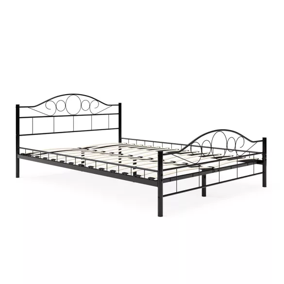 Mimi metal bed frame with a free slatted base available in multiple sizes and colors - Black 140x200cm