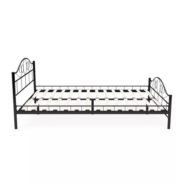 Mimi metal bed frame with a free slatted base available in multiple sizes and colors - Black 140x200cm
