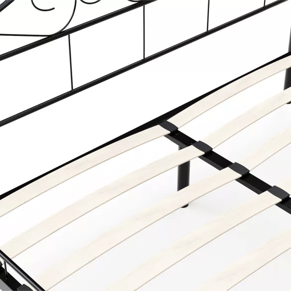 Mimi metal bed frame with a free slatted base available in multiple sizes and colors - Black 140x200cm