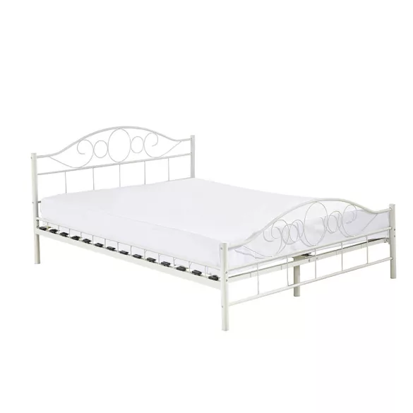 Mimi metal bed frame with a free slatted base available in multiple sizes and colors - White 140x200cm