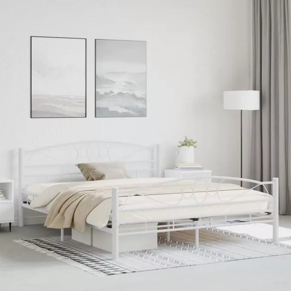 Mimi metal bed frame with a free slatted base available in multiple sizes and colors - White 140x200cm