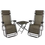2 pcs zero gravity garden chair with table