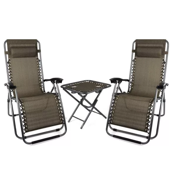 2 pcs zero gravity garden chair with table