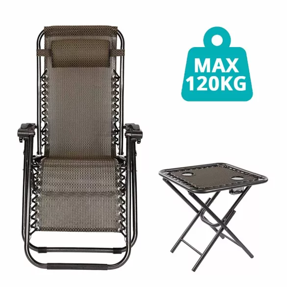 2 pcs zero gravity garden chair with table