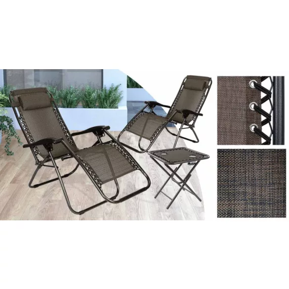 2 pcs zero gravity garden chair with table