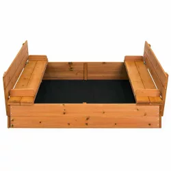 Wooden Sandbox with Convertible Roof