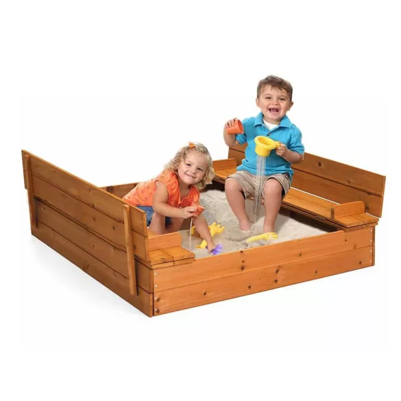 Wooden Sandbox with Convertible Roof