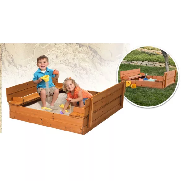 Wooden Sandbox with Convertible Roof