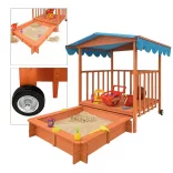 Wooden Playhouse with Sandbox and Canopy