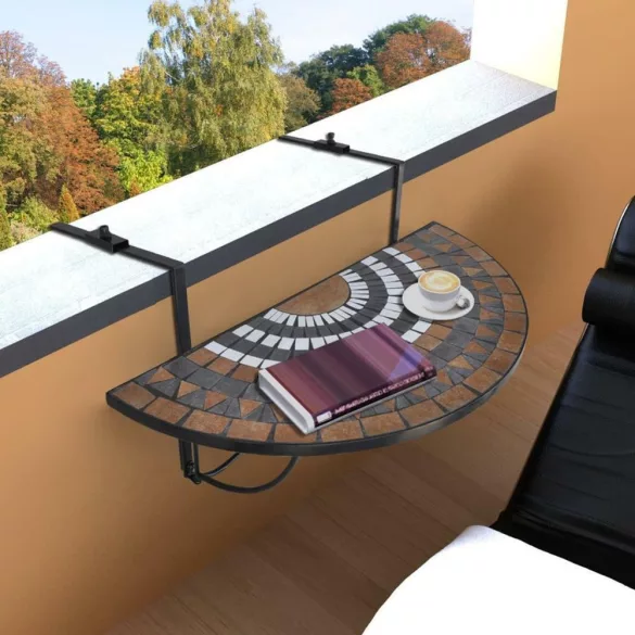 Folding Balcony Table in 2 Colors - Brown