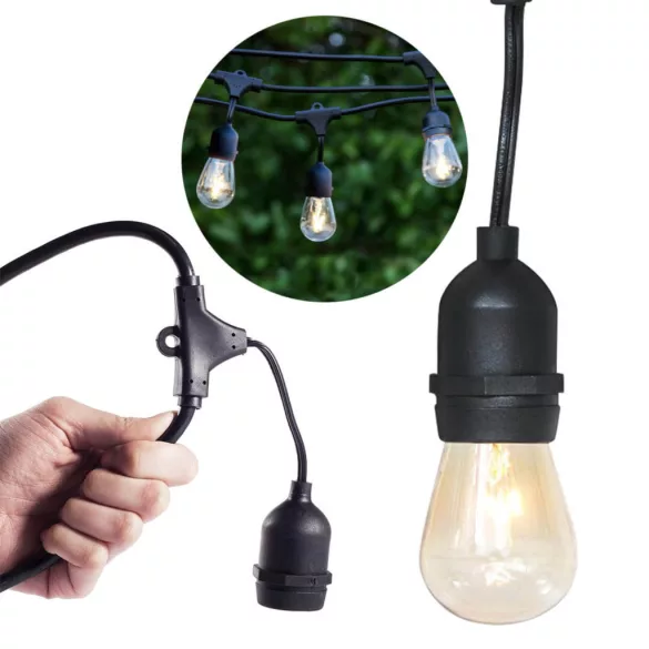 Waterproof decorative string lights, 15 E27 LED bulbs, 14.6 m, warm white