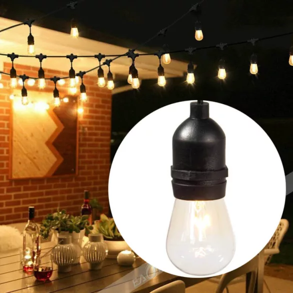 Waterproof decorative string lights, 15 E27 LED bulbs, 14.6 m, warm white