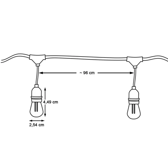 Waterproof decorative string lights, 15 E27 LED bulbs, 14.6 m, warm white