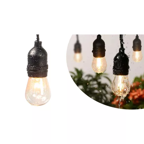 Waterproof decorative string lights, 15 E27 LED bulbs, 14.6 m, warm white